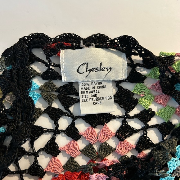Chelsey Black Crochet shawl poncho with granny squares and fringe - Picture 3 of 5